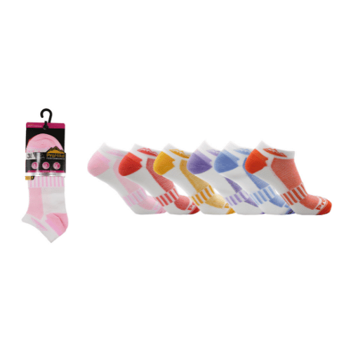 12 Pairs Ladies Prohike Trainer Socks Mid Stripe Designs