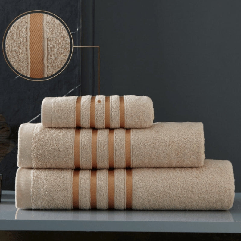 2 Pack 100% Egyptian Cotton Bath Sheet Cappucino - Stripe Detail