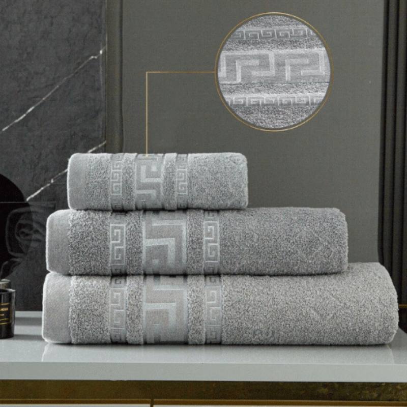 2 Pack 100% Egyptian Cotton Greek Border Design Jumbo Bath Sheets - Grey