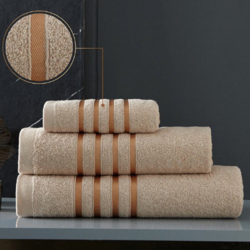 2 Pack 100% Egyptian Cotton Jumbo Bath Sheets Cappuccino - Stripe Detail
