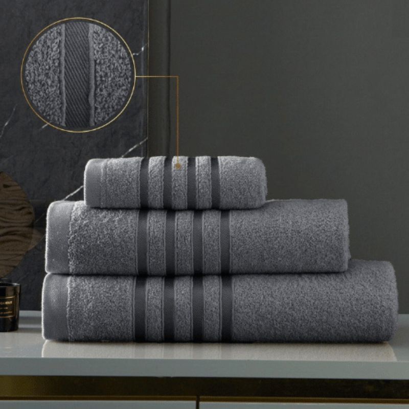 2 Pack 100% Egyptian Cotton Jumbo Bath Sheets Dark Grey - Stripe Detail