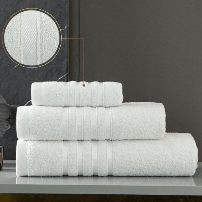 2 Pack 100% Egyptian Cotton Jumbo Bath Sheets White - Stripe Detail