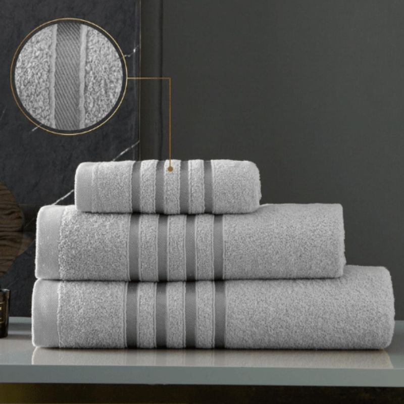 2 Pack 100% Egyptian Cotton Jumbo Bath Sheets Grey - Stripe Detail