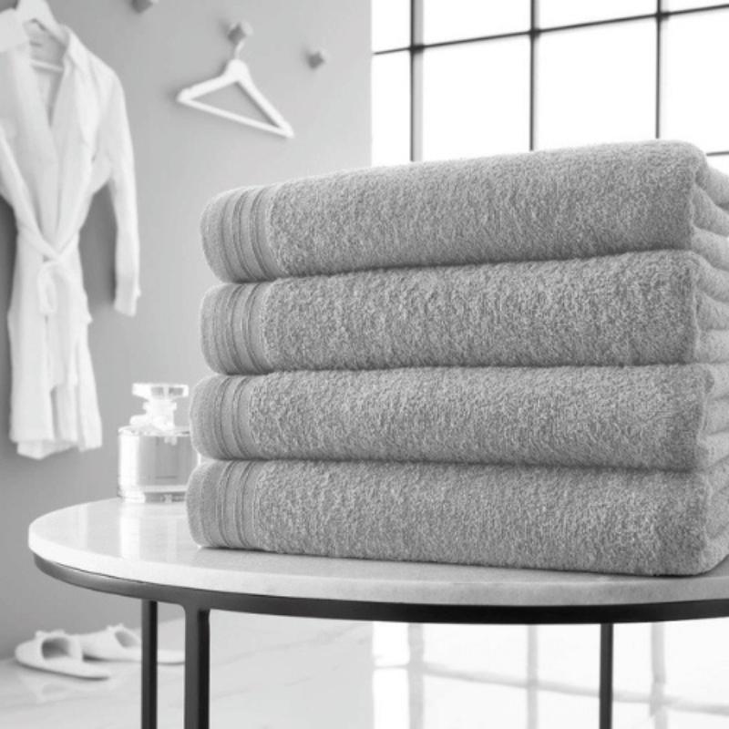 4 Pack Luxury Wilsford Cotton Bath Sheets - Silver