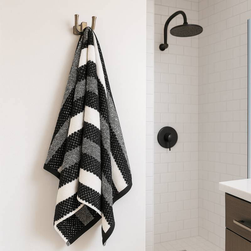 2 Pack Royal Stripe Bath Towels - Black