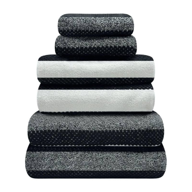 2 Pack Royal Stripe Bath Towels - Black