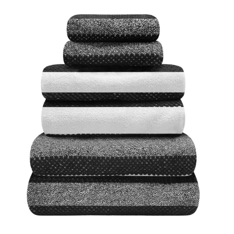 2 Pack Royal Stripe Bath Towels - Charcoal