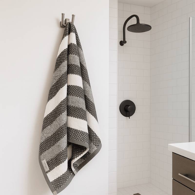 2 Pack Royal Stripe Bath Towels - Charcoal