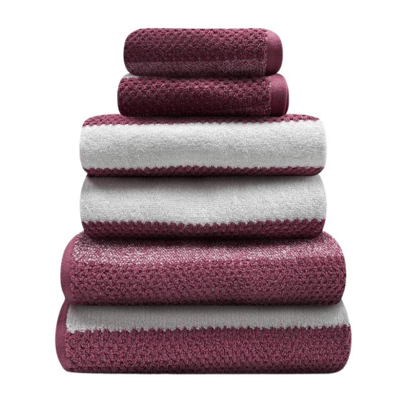 2 Pack Royal Stripe Bath Towels - Dark Pink