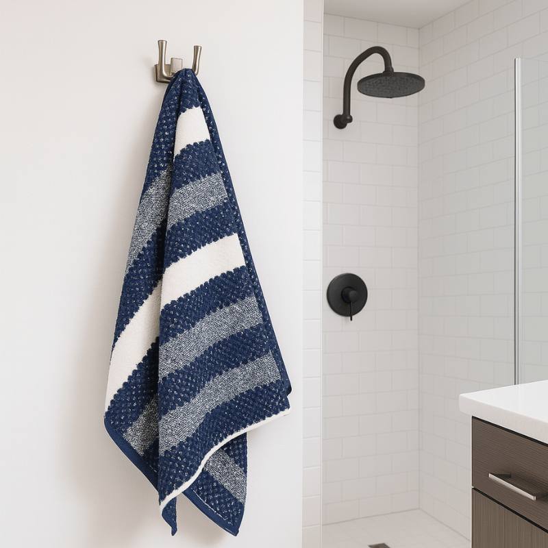 2 Pack Royal Stripe Bath Towels - Navy