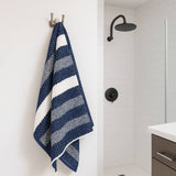 2 Pack Royal Stripe Bath Towels - Navy