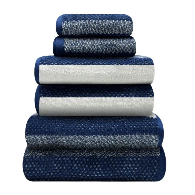2 Pack Royal Stripe Bath Towels - Navy