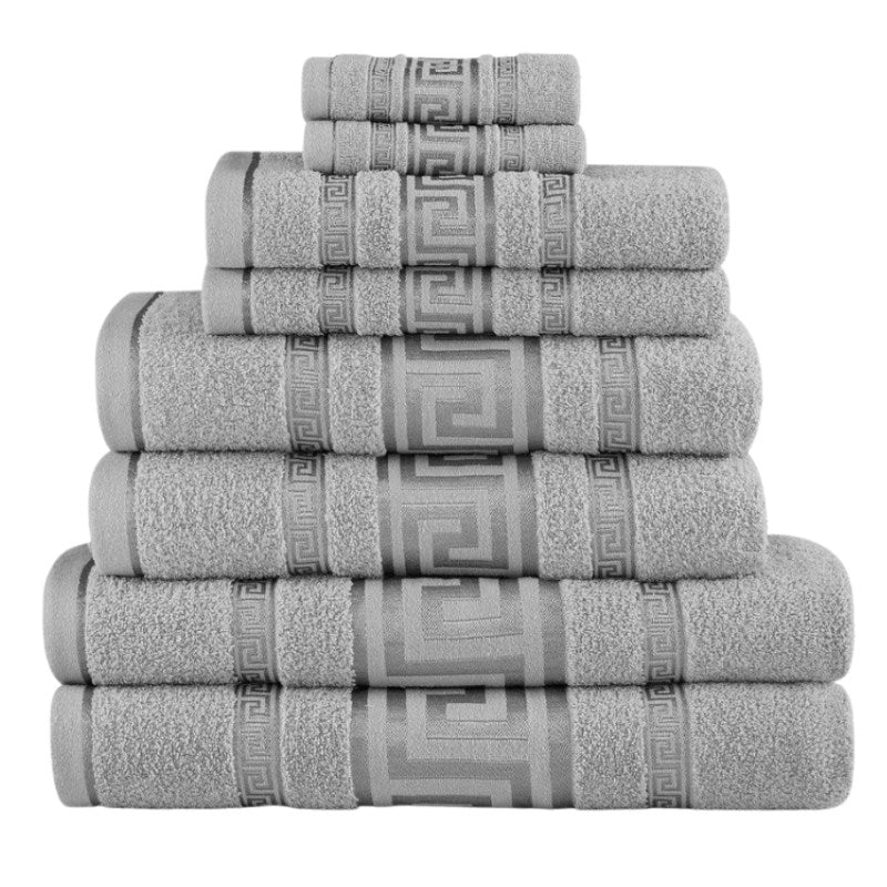 3 Pack Snoozeville Royal Greek Bath Sheets - Silver