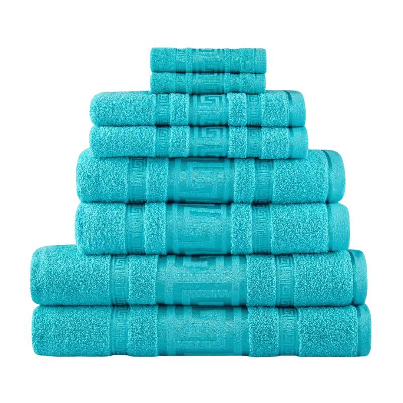 3 Pack Snoozeville Royal Greek Hand Towels - Aqua