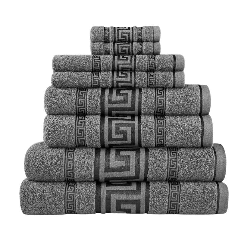 3 Pack Snoozeville Royal Greek Hand Towels - Charcoal