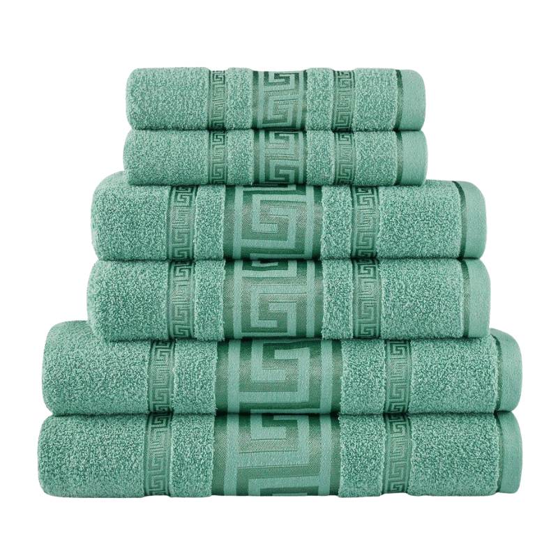 3 Pack Snoozeville Royal Greek Hand Towels - Green