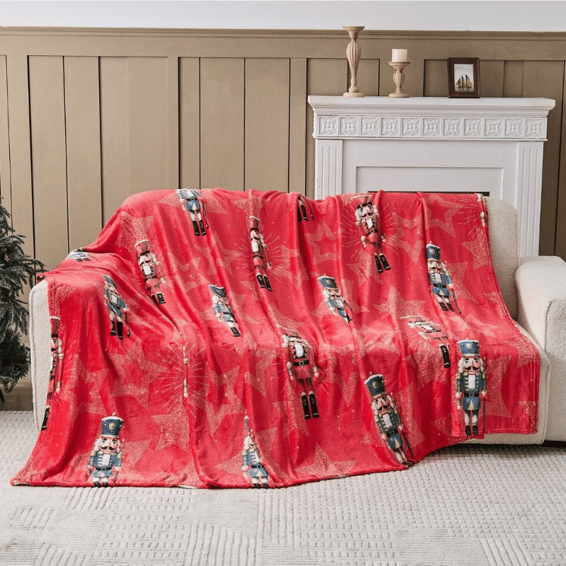 Christmas Design Flannel Throw - Nutcracker Pum Pum