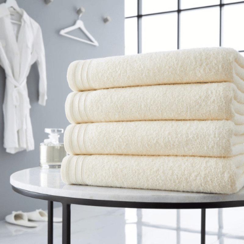 4 Pack Luxury Wilsford Cotton Bath Sheets - Cream