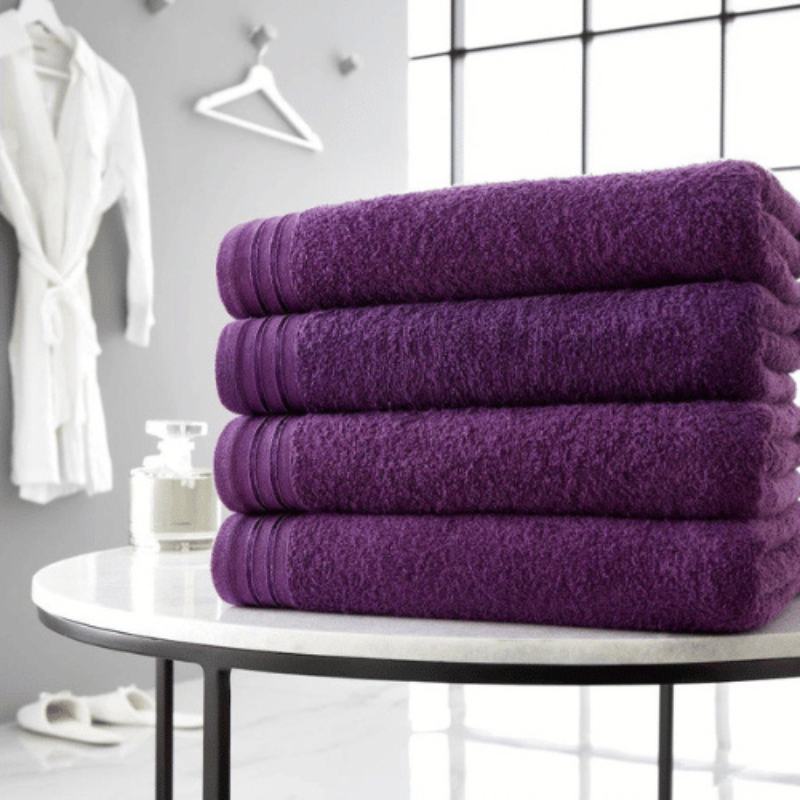 4 Pack Luxury Wilsford Cotton Bath Sheets - Purple