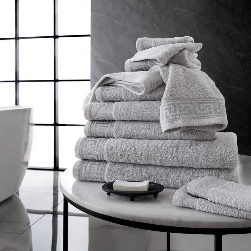 6 Pack Snoozeville Royal Greek Face Towels - Grey
