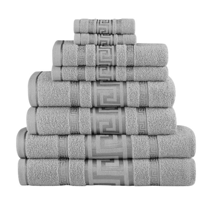 6 Pack Snoozeville Royal Greek Face Towels - Silver