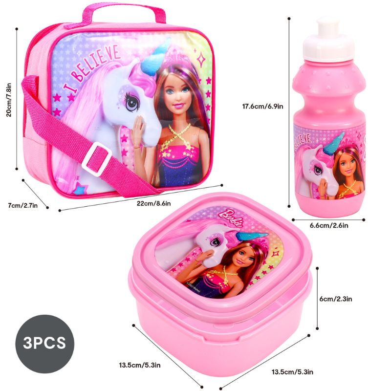 Official Barbie Lunch Bag 3 Piece Set