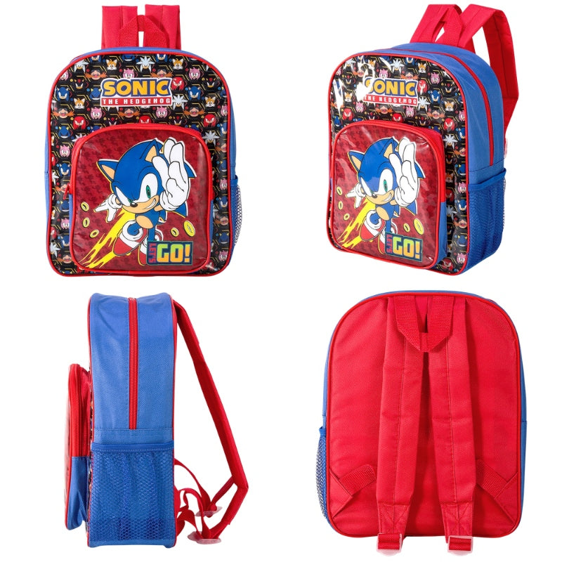 Official Sonic 'Let's Go!' Deluxe Backpack With Front Pocket