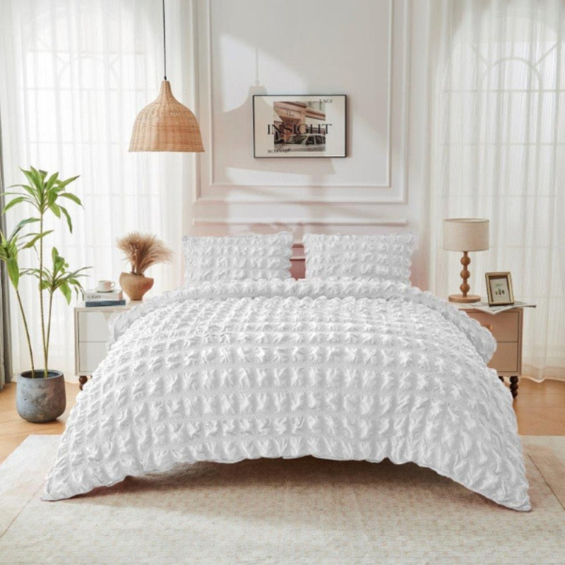 A Touch of Ripon Seersucker Duvet Set - White