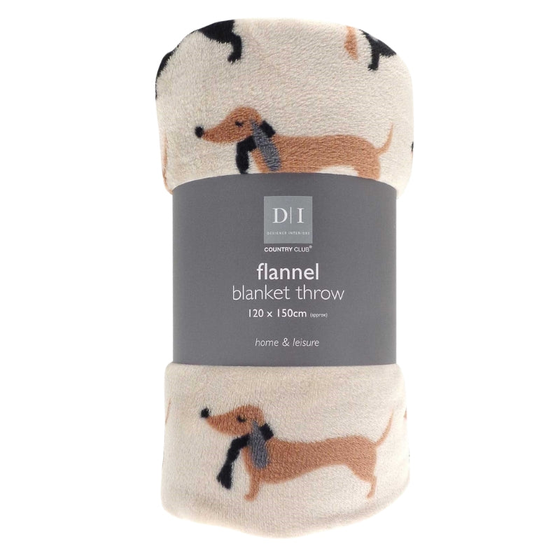 Dachshund Design Super Soft Flannel Blanket Throws