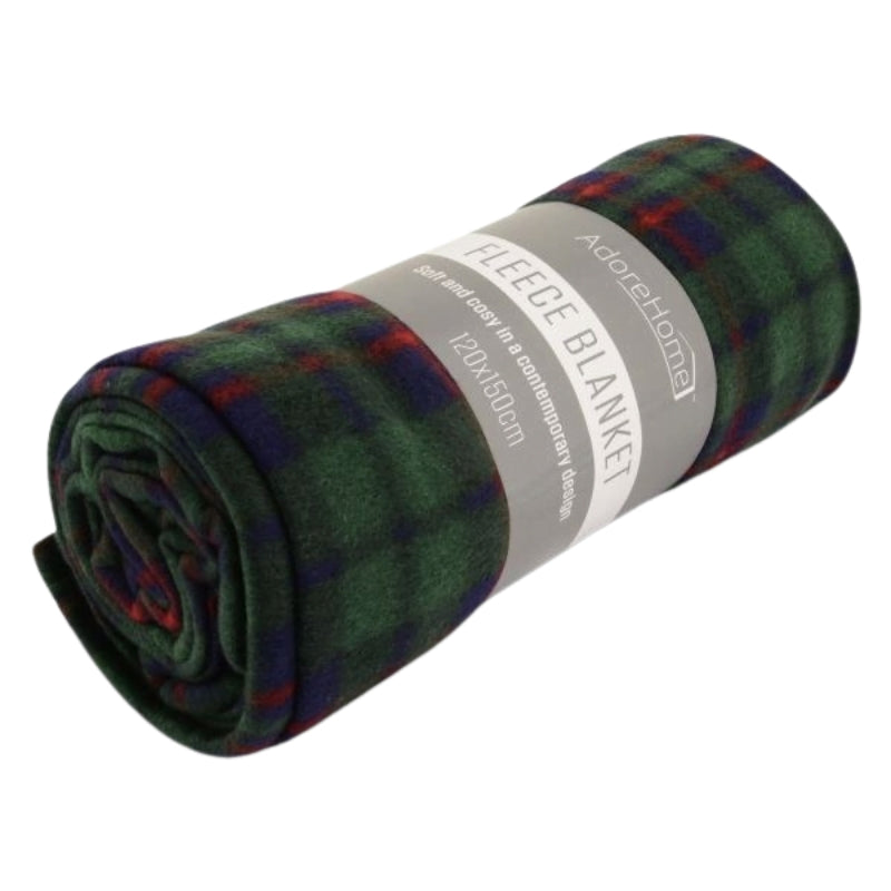 Fleece Blanket Chequered Green