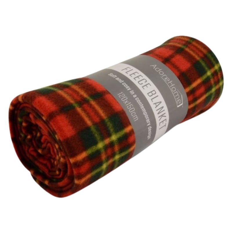Fleece Blanket Chequered Red