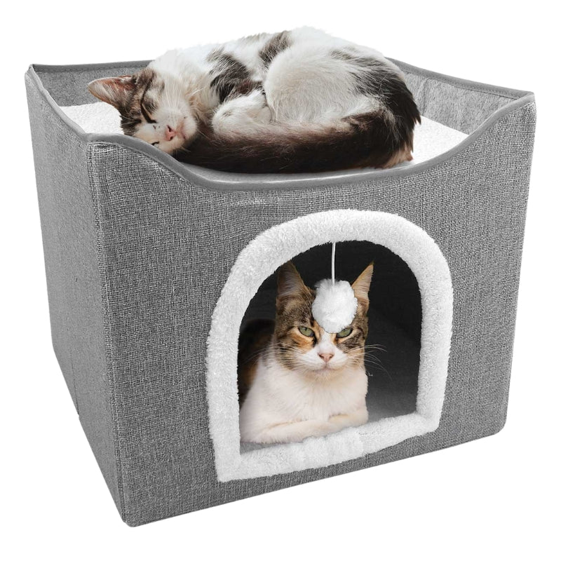 Folding Cat House Dark Grey - 40x40x34cm