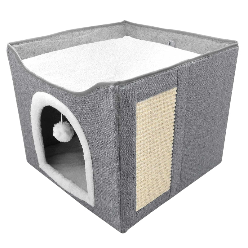 Folding Cat House Dark Grey - 40x40x34cm