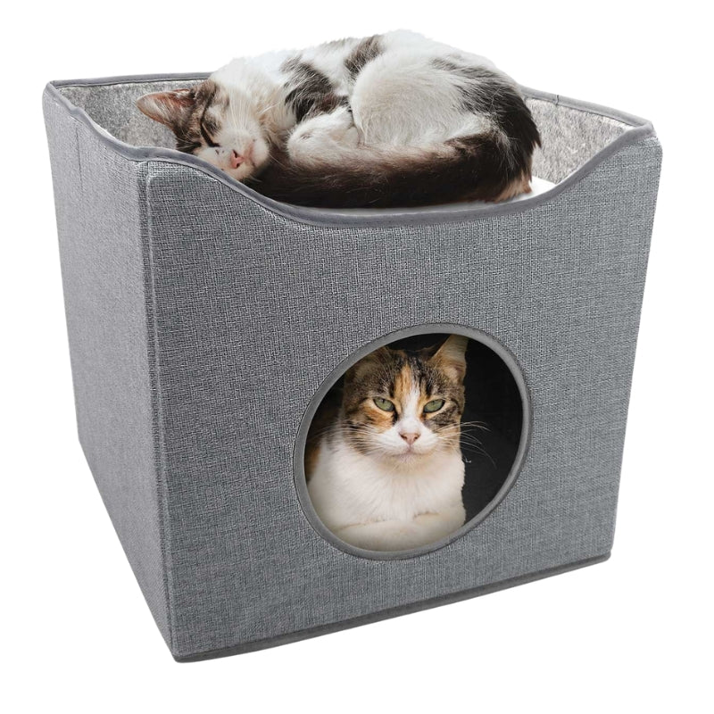 Folding Cat House Dark Grey - 40x40x38cm