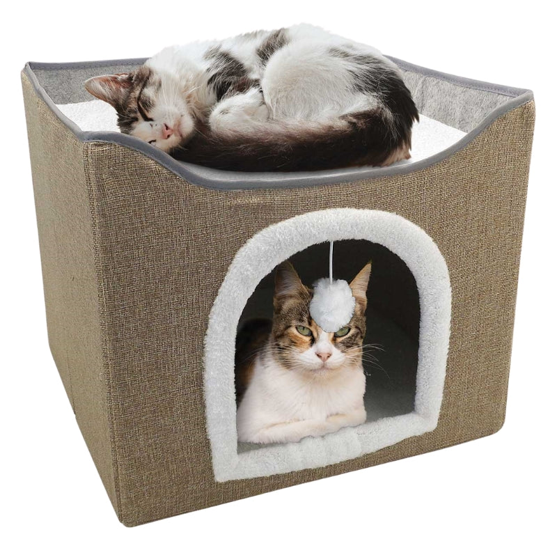 Folding Cat House Natural - 40x40x34cm