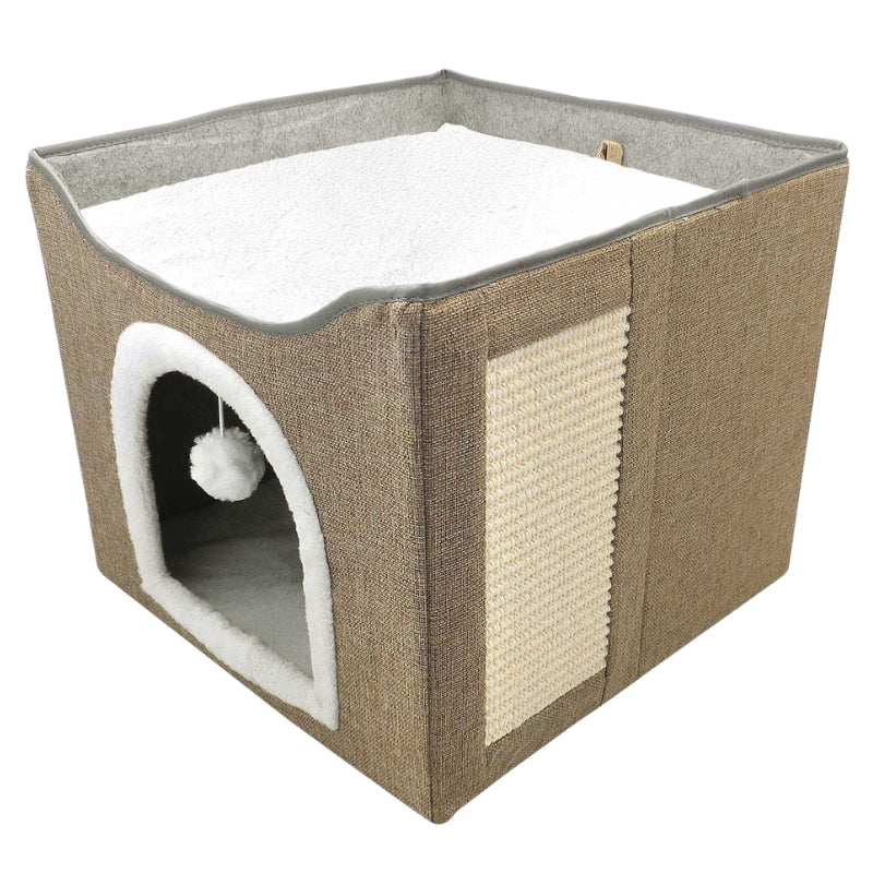 Folding Cat House Natural - 40x40x34cm