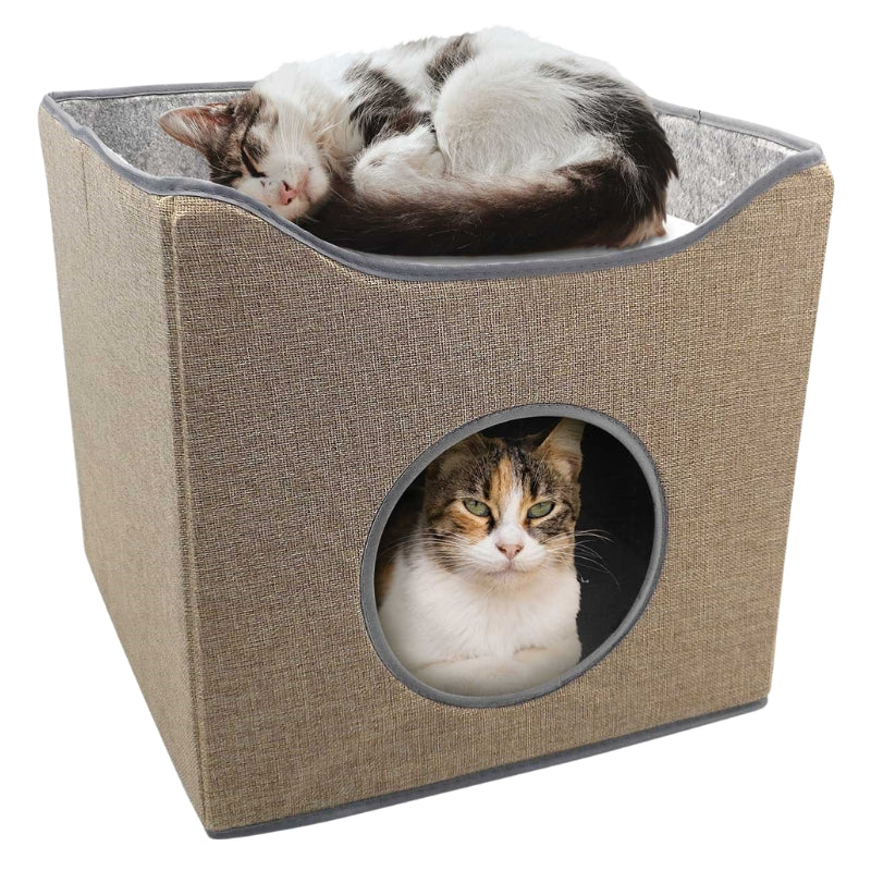 Folding Cat House Natural - 40x40x38cm