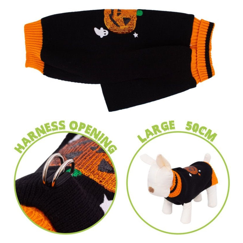Halloween Sequin Pumpkin Pet Jumper Large 50cm
