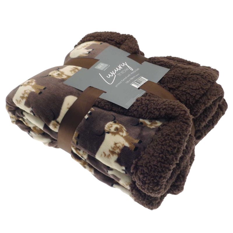 Highland Cow Luxury Design Flannel Throws with Sherpa Reverse - Mocha