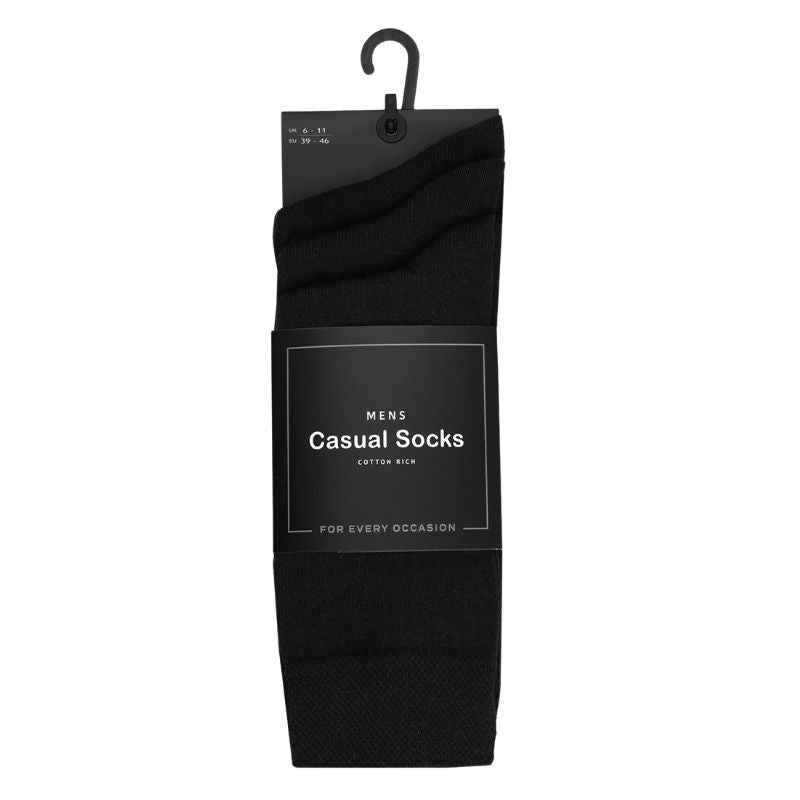 12 Men's Cotton Rich Casual Socks - Black