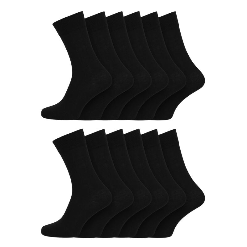 12 Men's Cotton Rich Casual Socks - Black