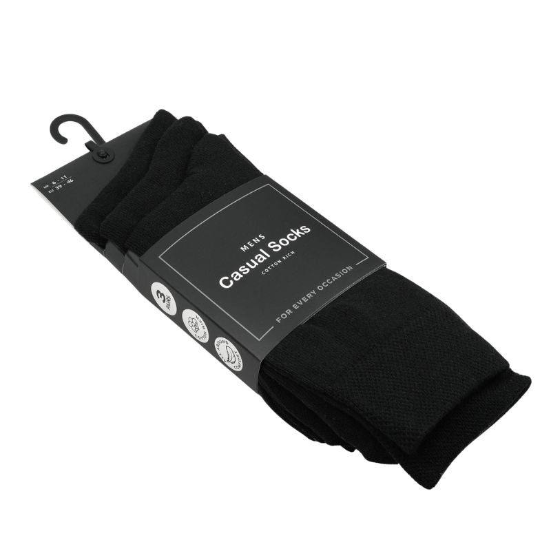 12 Men's Cotton Rich Casual Socks - Black
