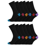 12 Men's Cotton Rich Casual Socks - Coloured Heel & Toe