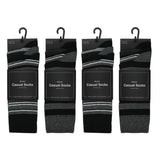 12 Men's Cotton Rich Casual Socks - Grey Stripe