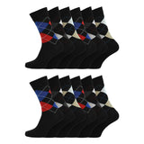 12 Men's Cotton Rich Casual Socks - Multi Argyle