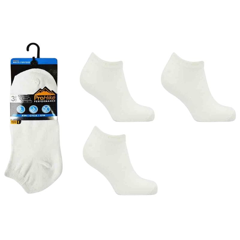 12 Pair Men's ProHike Trainer Socks - White