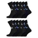 12 Men's Cotton Rich Casual Socks - Dark Argyles