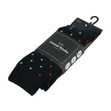 12 Mens Cotton Rich Casual Socks - Dark Assorted Spots