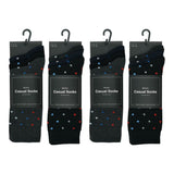 12 Mens Cotton Rich Casual Socks - Dark Assorted Spots