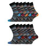 12 Men's Cotton Rich Casual Socks - Multi Stripe